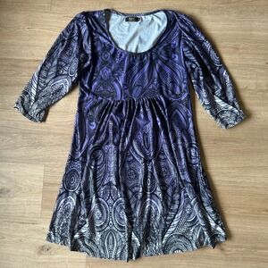 R&B‎ Collection Purple Paisley Mandala Empire Waist Dress